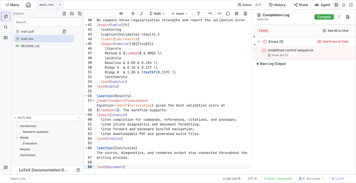 Compilation diagnostics with actions for adding errors to Chat