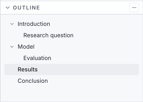 LaTeX document outline and section hierarchy